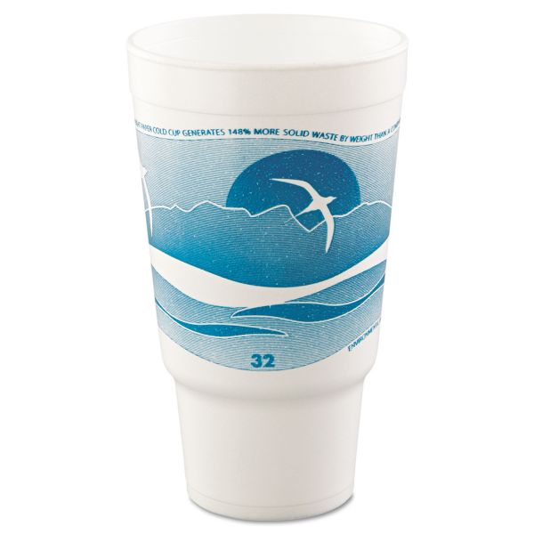 DCC32AJ20H Dart Horizon Hot/Cold Foam Drinking Cups, 32oz, Teal/White, 16/Bag, 25 Bags/Carton