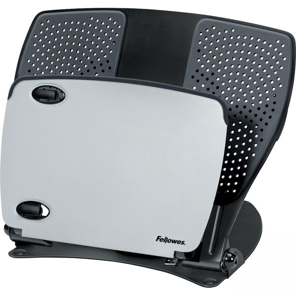 FEL8024601 Fellowes Adjustable Laptop Riser with Four-Port USB Hub, 12 1/8 x 13 3/8 x 3, Black/Gray