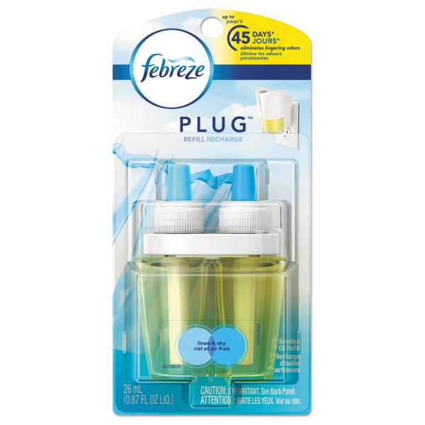 PGC45540EA Febreze PLUG Air Freshener Refills, Linen & Sky, 0.87 oz Refill