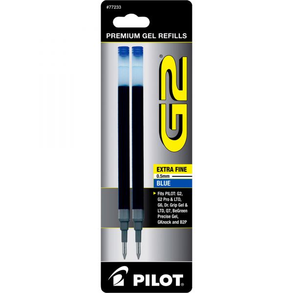 PIL77233 Pilot Refill for G2 Gel, Dr. Grip Gel/Ltd, ExecuGel G6, Q7, Ex Fine, Blue, 2/Pack
