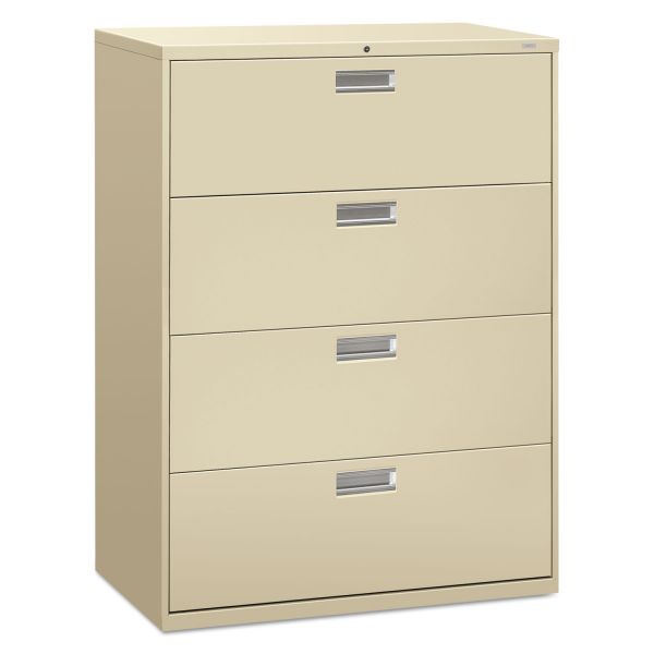 HON694LL HON 600 Series Four-Drawer Lateral File, Letter/Legal/A4, 42w x 19-1/4d, Putty