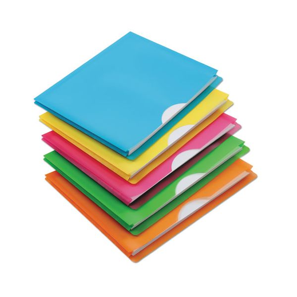 PFX50992 Pendaflex Glow Poly File Jacket, Letter, Polypropylene, Assorted, 5/Pack