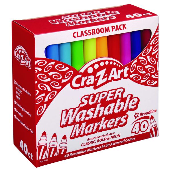 Cra-Z-Art Super Washable Markers, Broad Bullet Tip, Assorted