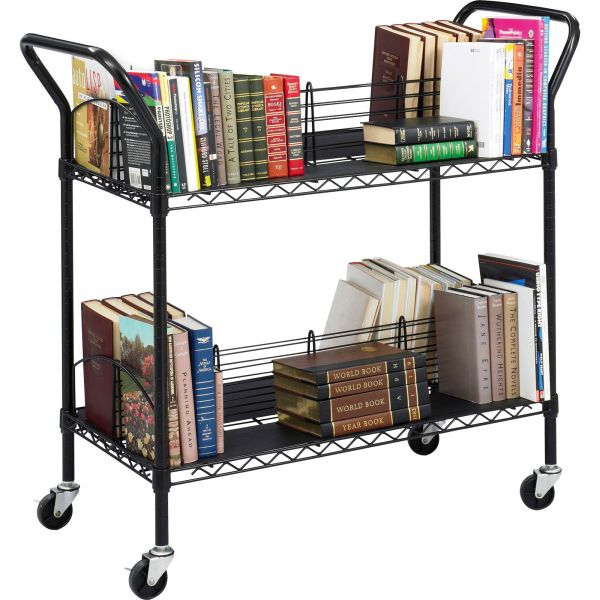 SAF5333BL Safco Wire Book Cart, Steel, Four-Shelf, 44w x 18-3/4d x 40-1/4h, Black