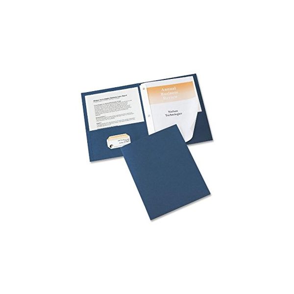 AVE47975 Avery Two-Pocket Folder, Prong Fastener, Letter, 1/2" Capacity, Dark Blue, 25/Box