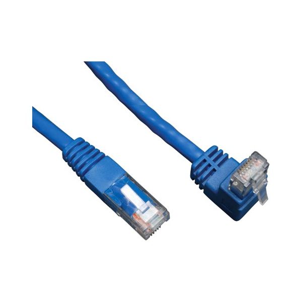 SYNX3081016 Tripp Lite 3ft Cat6 Gigabit Molded Patch Cable RJ45 Right Angle Up to Straight M/M Blue 3'