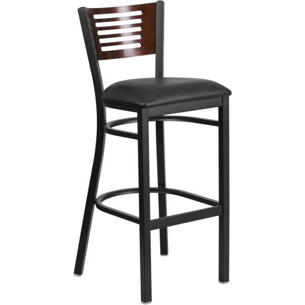 FHFXUDG6H1BWALBARBLKVGG Flash Furniture HERCULES Series Decorative Slat Back Barstool