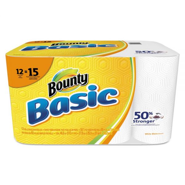 PGC92968 Bounty Basic Paper Towels, 10.19 x 10.98, 1-Ply, 55/Roll, 12 Roll/Pack