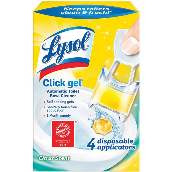 RAC92920 LYSOL Brand Click Gel Automatic Toilet Bowl Cleaner, Citrus, 0.17 oz, 4/Box
