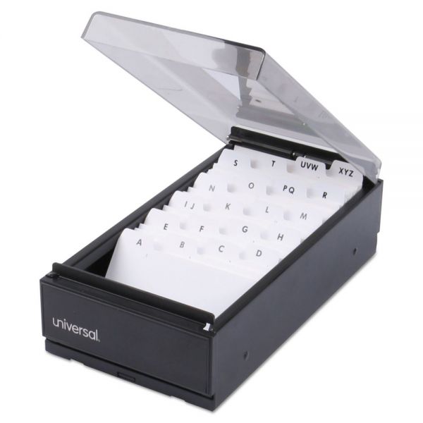 UNV10601 Universal Business Card File, Metal/Plastic, 4 1/4 x 8 1/4 x 2 1/2, Black