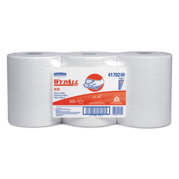 KCC41702 WypAll* X70 Cloths, Center-Pull, 9 4/5 x 13 2/5, White, 275/Roll, 3 Rolls/Carton