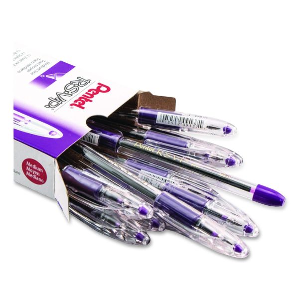 Pentel R.S.V.P. Ballpoint Pens, Medium Point, 1.0 mm, Clear Barrel
