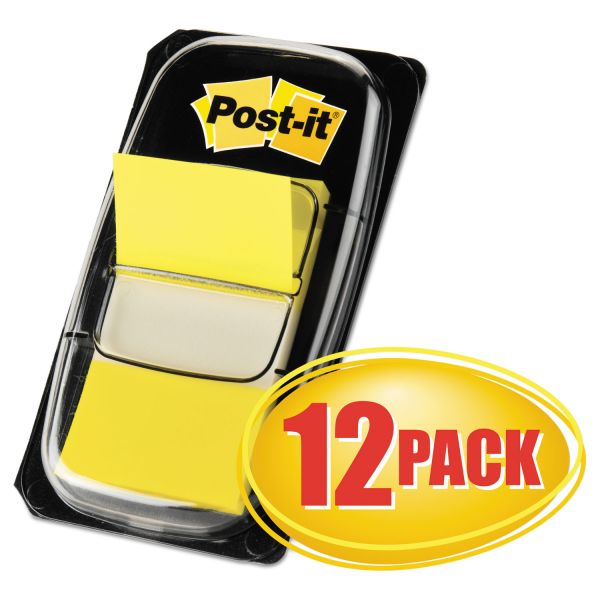 MMM680YW12 Post-it Flags Marking Page Flags in Dispensers, Yellow, 12 50-Flag Dispensers/Box