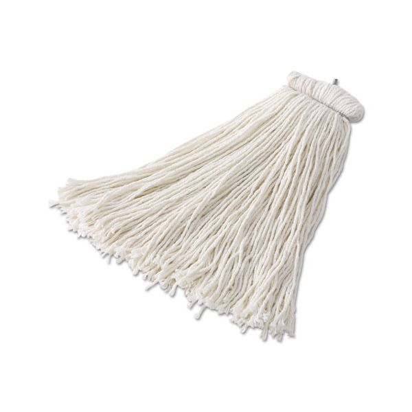RCPF467 Rubbermaid Commercial Bolt-On Cut-End Mop Head, Rayon, 20oz, White, 12/Carton