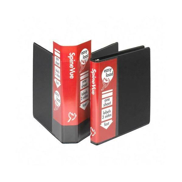 CRD16301 Cardinal Spine Vue Locking 3-Ring View Binder, 1" Capacity, Round Ring, Black