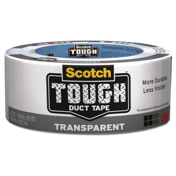 MMM2120C Scotch Tough Duct Tape - Transparent, 1.88" x 20yds, Clear