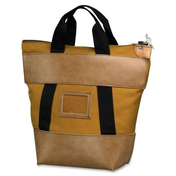 PMC04605 PM Company SecurIT Locking Courier Bag with Zipper, Nylon, 18 x 8 x 18, Gold