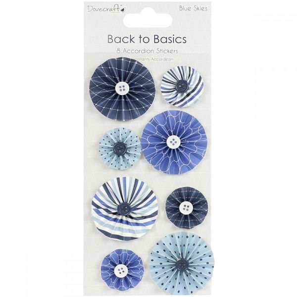 NOTM335395 Dovecraft Back To Basics Blue Skies Accordion Stickers 8/Pkg