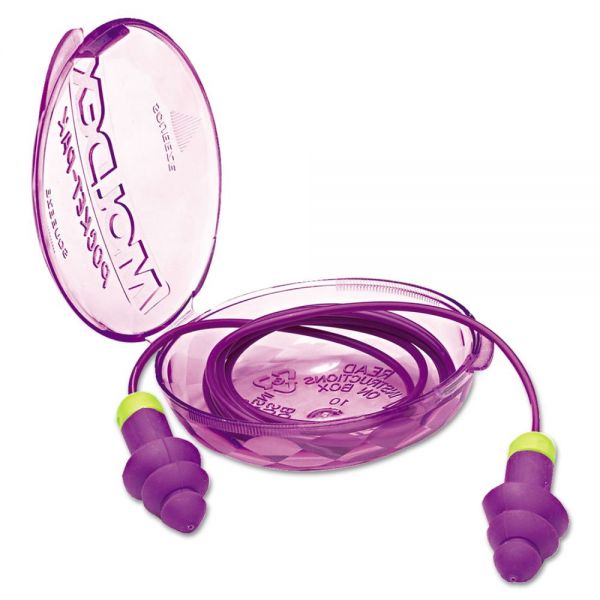 MLX6405 Moldex Rockets Reusable Earplugs, Corded, 27NRR, Purple/Bright Green, 50 Pairs/Box