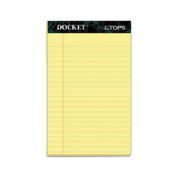 TOP63350 TOPS Docket Ruled Perforated Pads, 5 x 8, Canary, 50 Sheets, Dozen