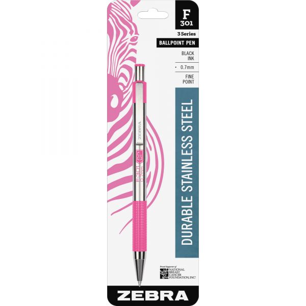 ZEB37111 Zebra F-301 Lightweight Stainless Steel Ballpoint Pen