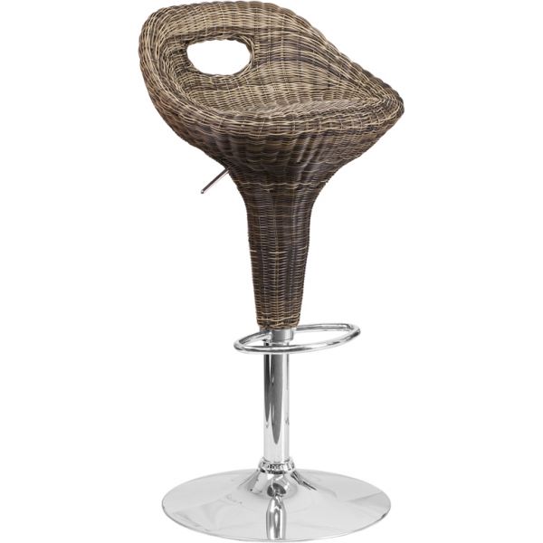 FHFDS713GG Flash Furniture Wicker Adjustable Height Stool