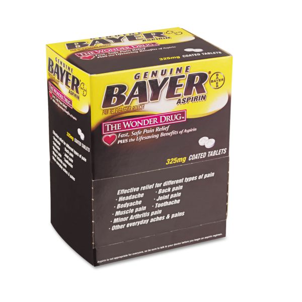 PFYBXBG50 Bayer Aspirin Tablets, Two-Pack, 50 Packs/Box