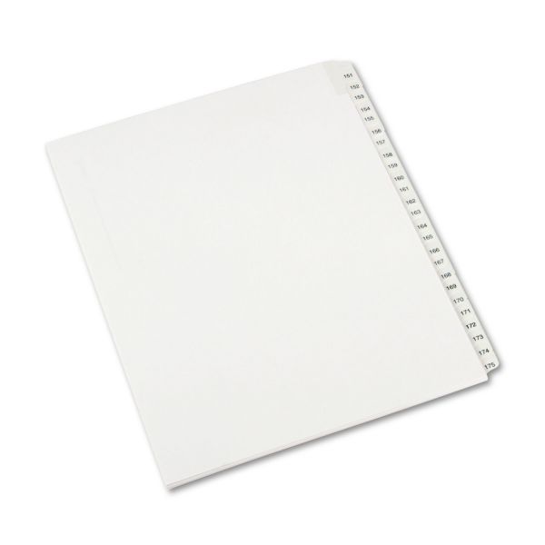 AVE82189 Avery Allstate-Style Legal Exhibit Side Tab Dividers, 25-Tab,151-175, Letter, White