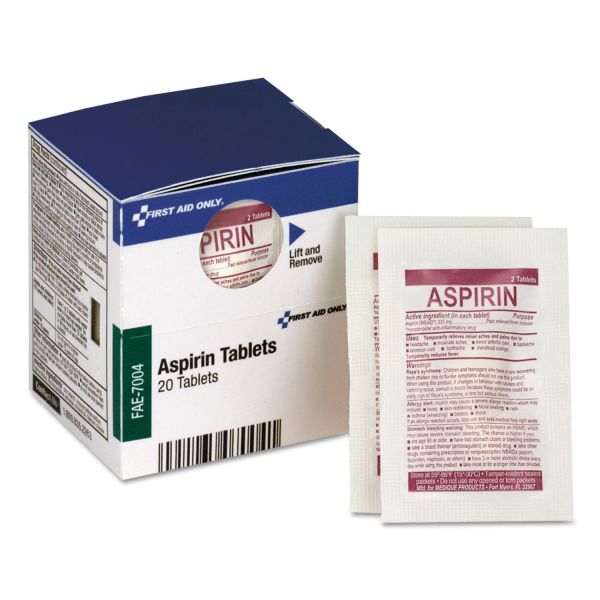 FAOFAE7004 First Aid Only SmartCompliance Aspirin Refill, 2/Packet, 10 Packet/Box