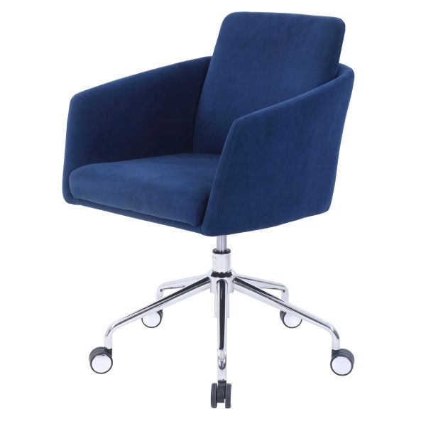 Elle Décor Vevey Velvet Mid-Back Task Chair, Navy | OfficeSupply.com