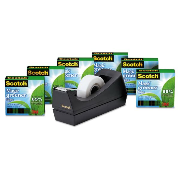 MMM8126PC38 Scotch Magic Greener Tape, with C38 Dispenser, 3/4" x 900", 6/Pack