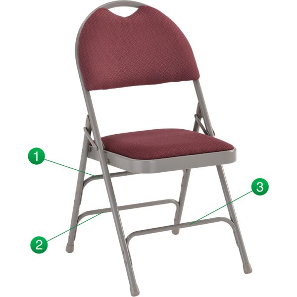 FHFHAMC705AF3BYGG Flash Furniture HERCULES Series Extra Large Ultra-Premium Triple Braced Burgundy Fabric Metal Folding Chair with Easy-Carry Handle