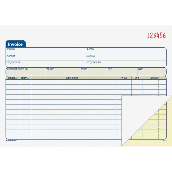 ABFDC5840 Adams Carbonless Invoice Book