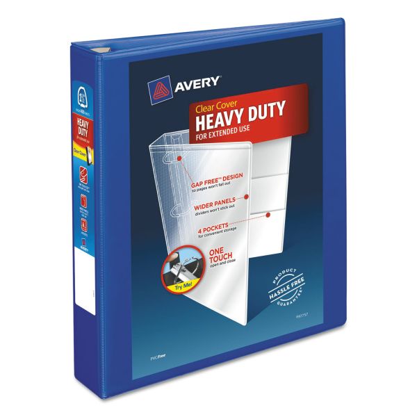 AVE79775 Avery Heavy-Duty 3-Ring View Binder w/Locking EZD Rings, 1 1/2" Capacity, Pacific Blue