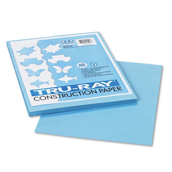 PAC103016 Pacon Tru-Ray Construction Paper, 76 lbs., 9 x 12, Sky Blue, 50 Sheets/Pack