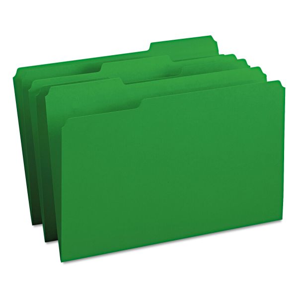 SMD17143 Smead File Folders, 1/3 Cut Top Tab, Legal, Green, 100/Box