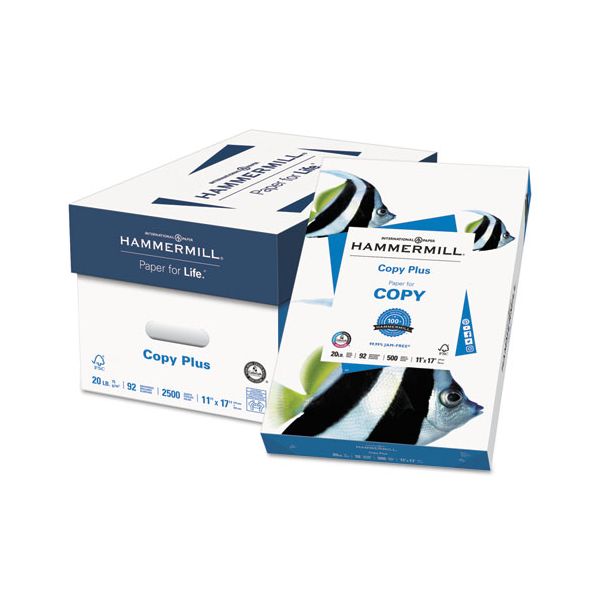 HAM105023 Hammermill Copy Plus Copy Paper, 92 Brightness, 20 lb, 11 x 17, White, 500 Sheets/Ream