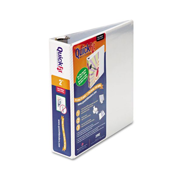 STW88030 Stride QuickFit 3-Ring View Binder, 2" Capacity, Round Ring, White