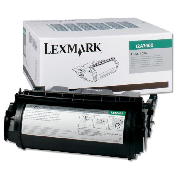 LEX12A7469 Lexmark 12A7469 Extra High-Yield Toner, 32000 Page-Yield, Black