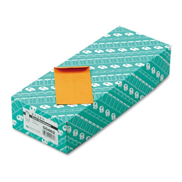 QUA50462 Quality Park Kraft Coin & Small Parts Envelope, #5, 2 7/8 x 5 1/4, Brown Kraft, 500/Box