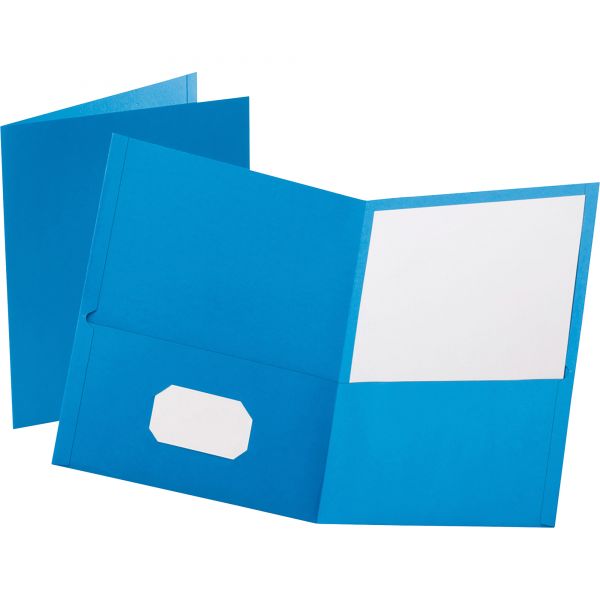 OXF57501 Oxford Twin-Pocket Folder, 100-Sheet Capacity, Light Blue, 25/Box