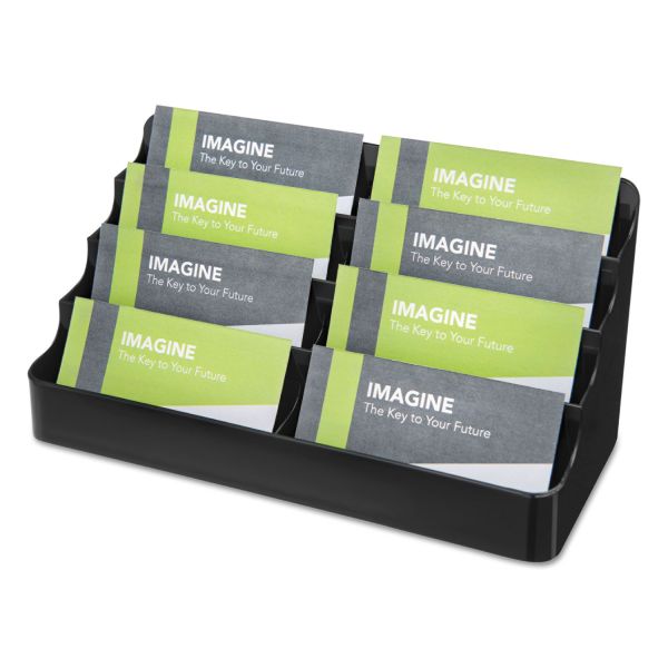 DEF90804 deflecto Recycled Business Card Holder, Holds 400 2 x 3 1/2 Cards, Eight-Pocket, Black