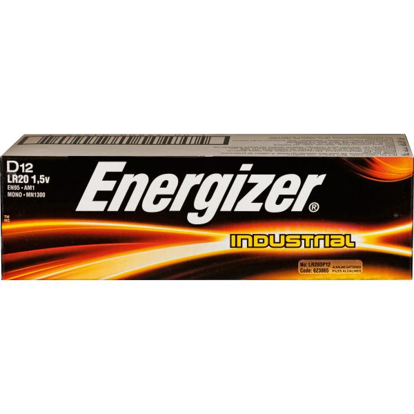EVEEN95 Energizer Industrial Alkaline Batteries, D, 12 Batteries/Box