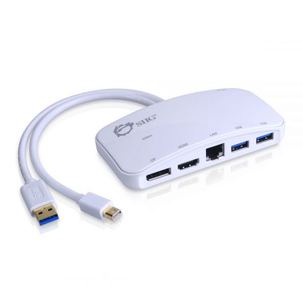 SYNX4426297 SIIG Mini-DP Video Dock with USB 3.0 LAN Hub - White