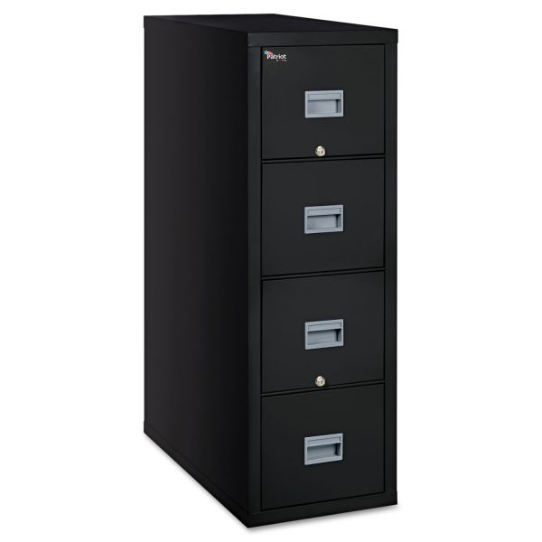 FIR4P1831CBL FireKing Patriot Insulated Four-Drawer Fire File, 17 3/4w x 31 5/8d x 52 3/4h, Black