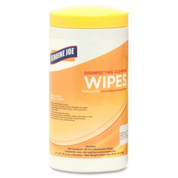 GJO14142CT Genuine Joe Lemon Scent Disinfecting Cleaning Wipes
