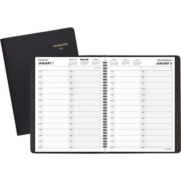 AAG7022205 AT-A-GLANCE Two-Person Group Daily Appointment Book, 8 x 10 7/8, Black, 2019