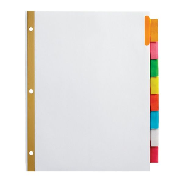 Insertable Dividers With Big Tabs, White, Assorted Colors, 8Tab