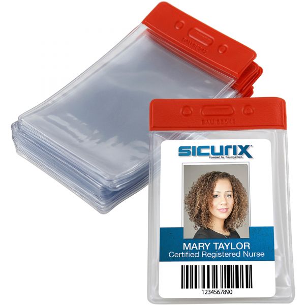 BAU68042 SICURIX Color-coded Vinyl Badge Holders - Vertical