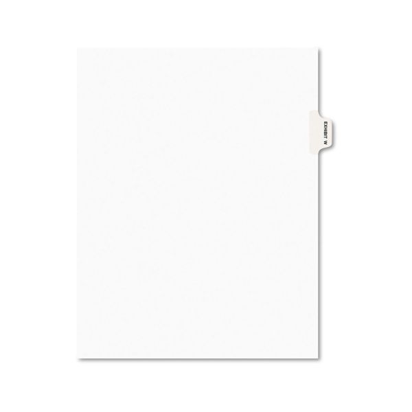 AVE01393 Avery-Style Preprinted Legal Side Tab Divider, Exhibit W, Letter, White, 25/Pack